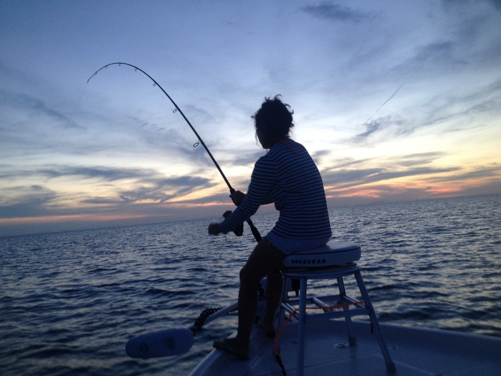 Boca Grande tarpon fishing sunset hook-up