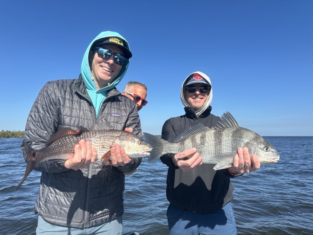 Double with a redfish and Black drum