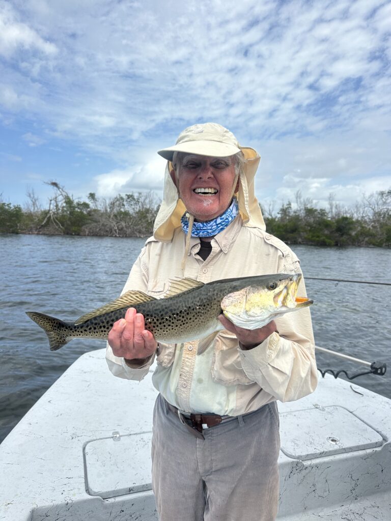 A nice trout recently caught on a fishing charter in Boca Grande. The trout bite is very good in October.