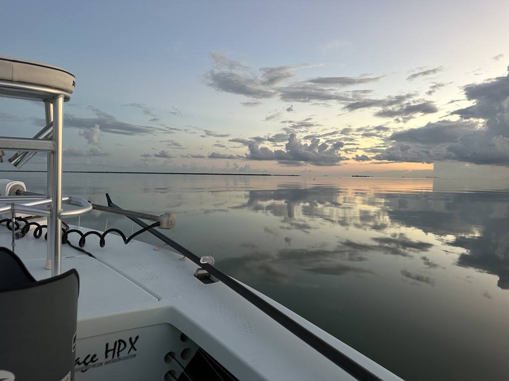 Fly Fishing Conditions in Charlotte Harbor Near Boca Grande Calm water and scenic skies during a fly fishing charter near Boca Grande in Charlotte Harbor