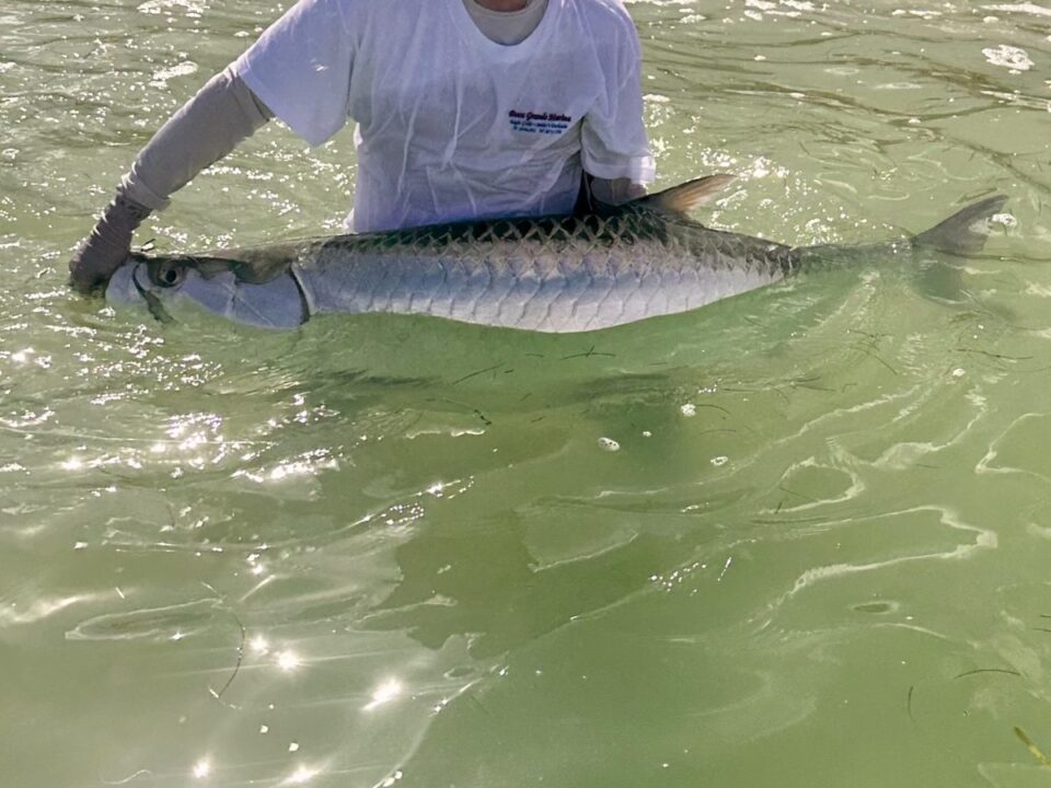 Boca Grande beach tarpon fishing client with trophy tarpon June 2026